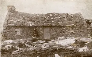 A Local Woman of the Orkney Islands outside her house