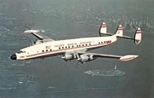Lockheed Collection: Lockheed 1049G Super Constellation of TWA over New York