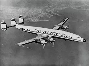 Constellation Gallery: Lockheed L1649A Constellation TWA flying, from above