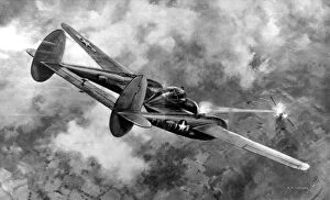 Artist Gallery: Lockheed P-38 Lightning in action; Second World War, 1944
