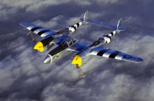 Distinguish Prints: Lockheed P-38J Lightning -in D-Day stripes to help dist