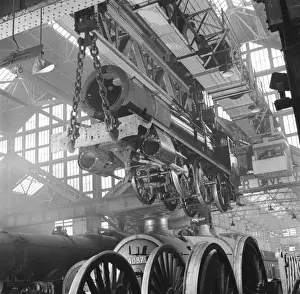 Locomotive construction in a large railway shed