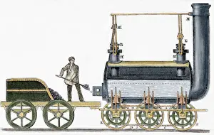 Radial Prints: Locomotive designed in 1814 by British engineer and inventor