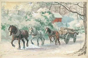 Log wagon in the snow
