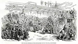 Taxis Prints: London Bridge, Great Cab Strike 1853
