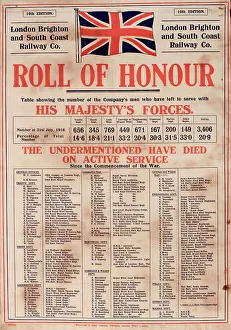 Employees Prints: London Brighton South Coast Railway Roll Honour