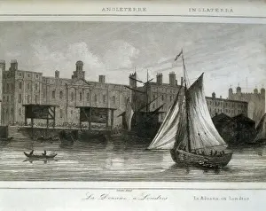 Londoner Prints: London. Customs House. Engraving. SPAIN. Barcelona