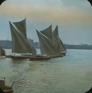 London, England - Barges off Greenwich