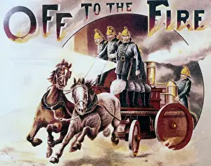 Response Prints: London Fire Brigade - 19th Century - Horse-drawn steam pump