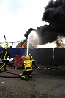 London Fire Brigade firefighters respond to a fire