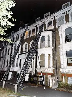 2003 Prints: London Fire Brigade, Lacon ladders in use at house fire