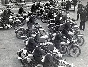 Instruction Prints: London Fire Brigade motorcycle dispatch riders training, WW2