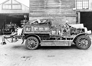 Woolwich Prints: London Fire Brigade pump damaged by fire