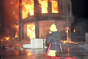 Flames Collection: London Fire Brigade, second Brixton Riots