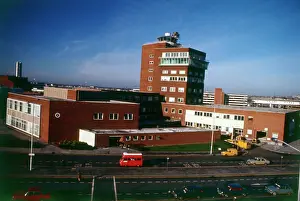 Terminal Prints: London Heathrow Airport - Old Control Tower Building (now demolished). Date: circa 1960s