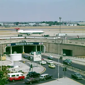 London Heathrow Airport, Welcome to Britain Date: circa 1960s