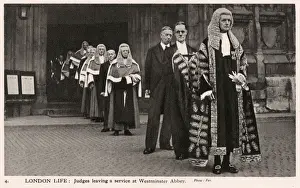 Solemn Prints: London Life: Judges leaving a service at Westminster Abbey