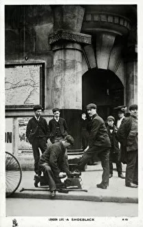 London Life - A Shoeblack works outside a Station Entrance on The City and South London Railway (C&SLR)