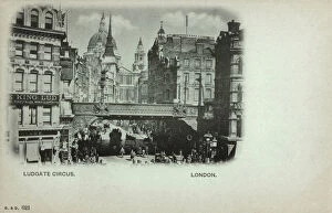 London - Ludgate Circus, railway bridge and St Paul s