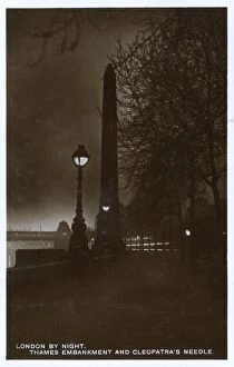 Cleopatras Collection: London at Night - Cleopatras Needle and Victoria Embankment