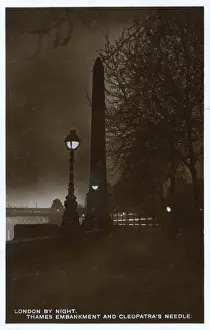 Darkness Prints: London at Night - Cleopatras Needle and Victoria Embankment