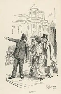 London policeman directing tourists