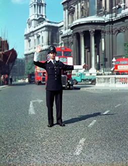 Directing Prints: A London Policeman directing traffic at St. Paul's, London