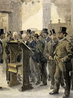 Economic Prints: London Stock Exchange. Shipowners and merchants consulting t