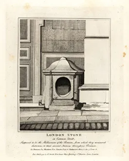 Antiquaries Prints: London Stone in Cannon Street, London