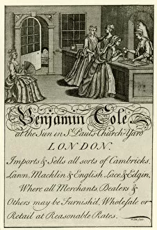 Images Dated 13th September 2016: London Trade Card - Benjamin Cole, textiles