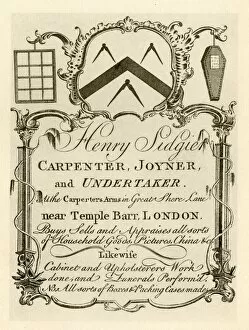 Images Dated 13th September 2016: London Trade Card - Henry Sidgier, Carpenter