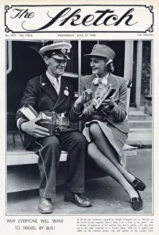 Recruit Prints: London transport recruiting female bus conductors to replace men called up for national