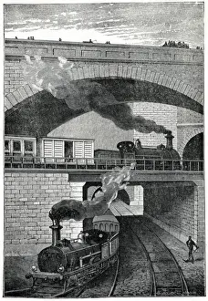 Tunnels Prints: London Underground, double tunnel at Clerkenwell 1884