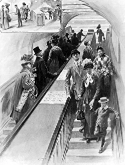 Images Dated 30th March 2004: Londons new amusement: Up and down the escalator