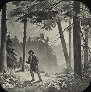 African American Gallery: Lone African-American man strolling through the woods