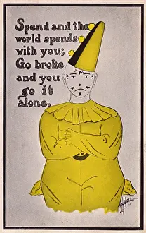 Sadness Prints: The Loneliness of Penury - Pierrot upset having gone bust