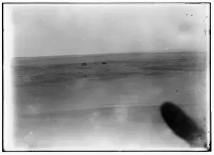 Long-range view of the Wright brothers camp and Kitty Hawk