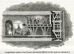 Tunnels Prints: Longitudinal section of Thames Tunnel 1825