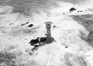 Longships Lighthouse in a gale