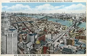 Images Dated 23rd April 2021: Looking East from the Woolworth Building, showing Brooklyn and Manhattan - New York City