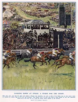 Epsom Prints: Looking Down at Epsom: A Finish for the Derby