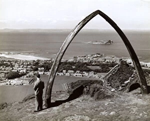 Looking down on North Berwick - Whale Bones atop hill