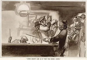 Looks Mighty Like as if they were Kissin, Garge. Farmers in the pub playing a game of pool. Date: 1933