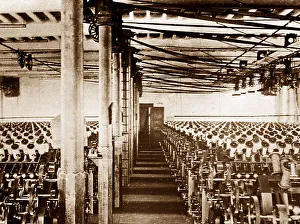 Looms in a weaving shed, early 1900s