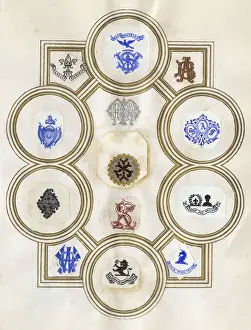 Loose page from a scrapbook of crests and heraldry