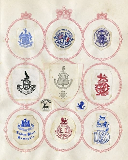 Images Dated 19th September 2017: Loose page from a scrapbook of crests and heraldry