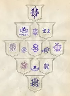 Crests Gallery: Loose page from a scrapbook of crests and heraldry