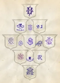 Images Dated 19th September 2017: Loose page from a scrapbook of crests and heraldry