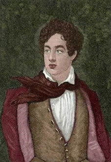 Lord Byron (1788-1824). Engraving. Colored