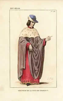 Pelerine Prints: Lord in the court of King Charles V of France, 14th century